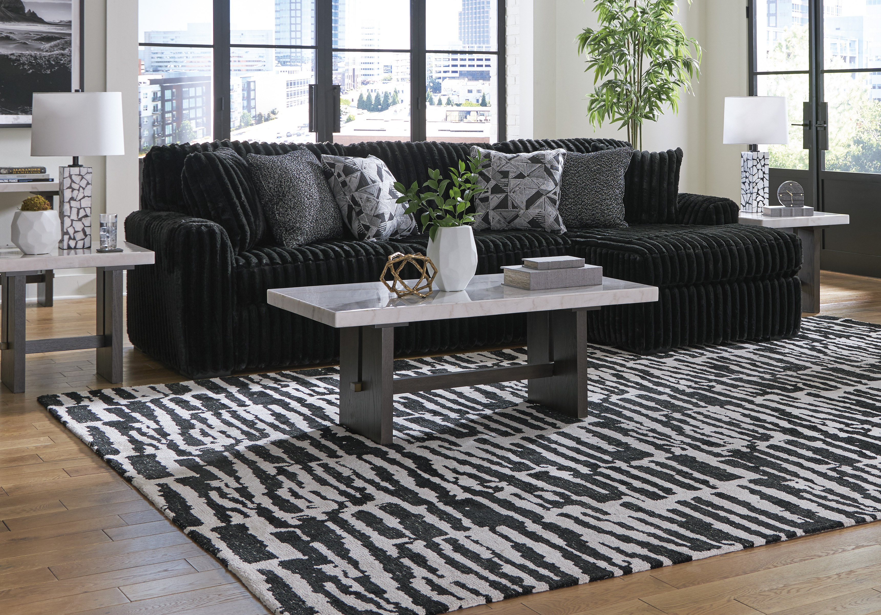 Black sectional.
